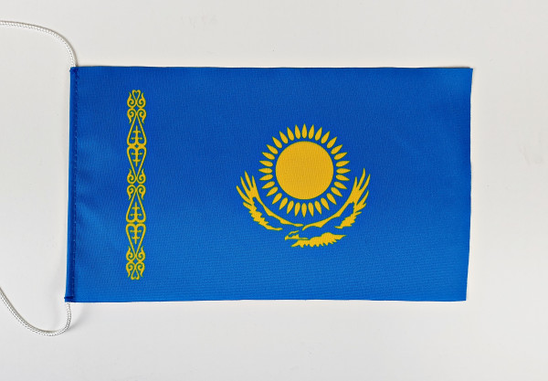 Tischflagge Kasachstan 25x15 cm optional mit Holz- oder Chromständer Tischfahne Tischfähnchen