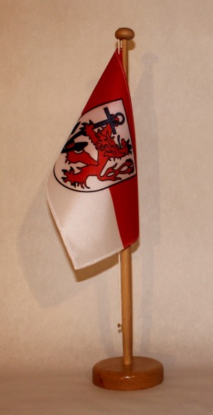 Tischflagge Düsseldorf Stadtflagge 25x15 cm optional mit Holz- oder Chromständer Tischfahne Tischfäh