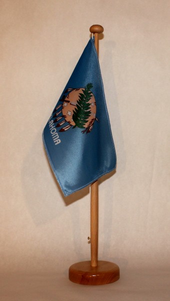 Tischflagge Oklahoma USA Bundesstaat US State 25x15 cm optional mit Holz- oder Chromständer Tischfah