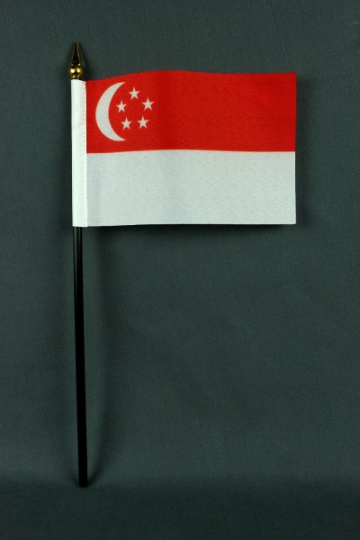 Kleine Tischflagge Singapur 10x15 cm optional mit Tischfähnchenständer