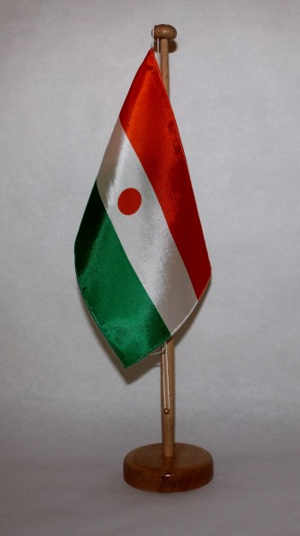 Tischflagge Niger 25x15 cm optional mit Holz- oder Chromständer Tischfahne Tischfähnchen