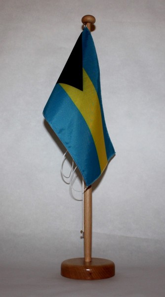 Tischflagge Bahamas 25x15 cm optional mit Holz- oder Chromständer Tischfahne Tischfähnchen