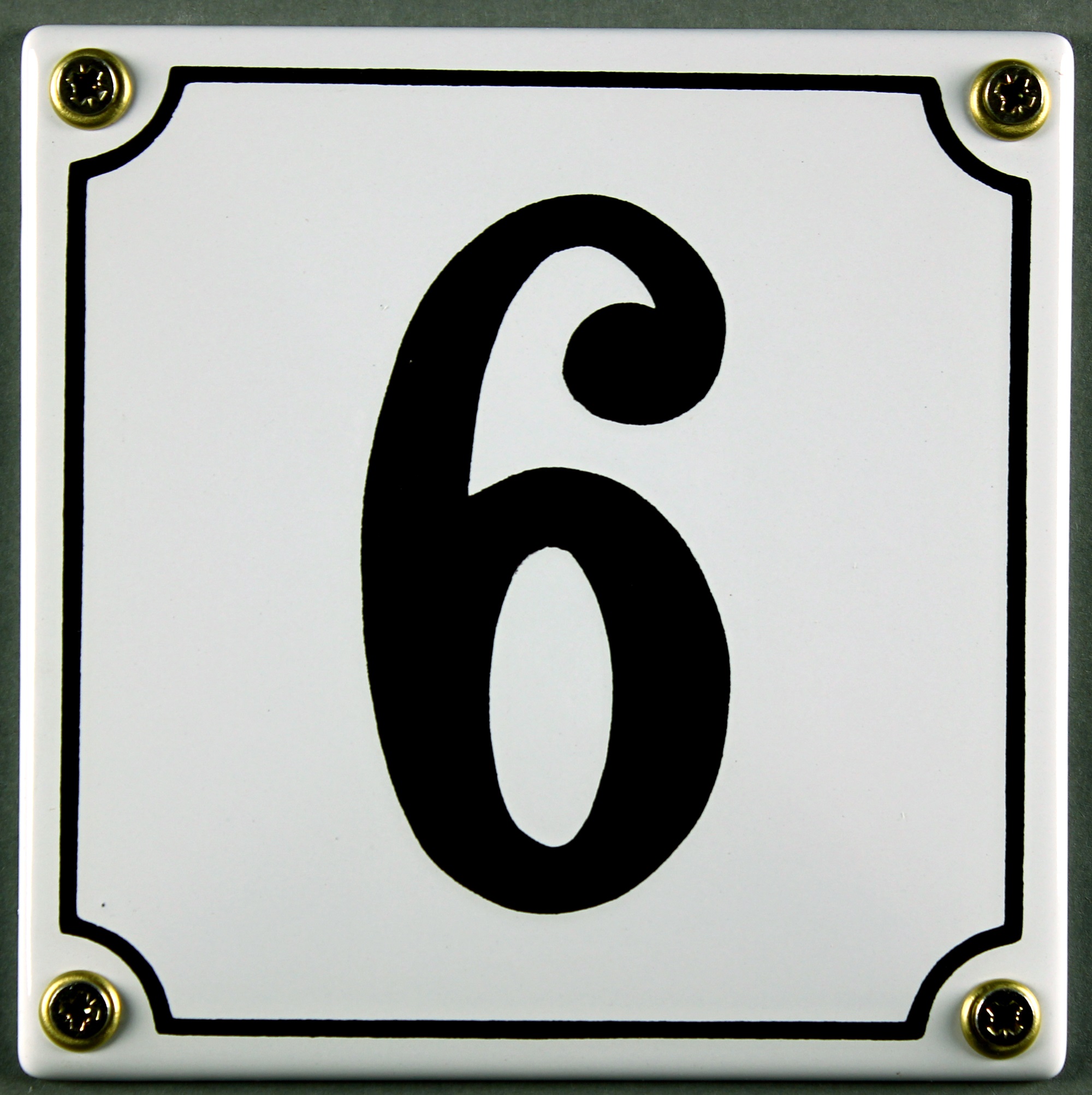 Emaille-Hausnummer Nr 13 schwarze Zahl auf weißem Hintergrund 12 cm x 12 cm 