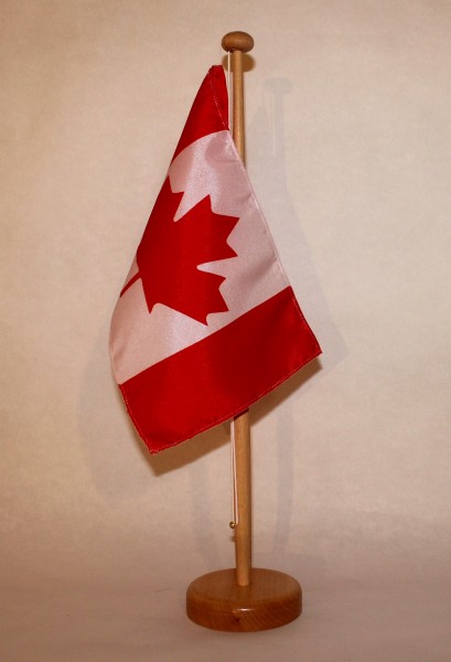 Tischflagge Kanada 25x15 cm optional mit Holz- oder Chromständer Tischfahne Tischfähnchen