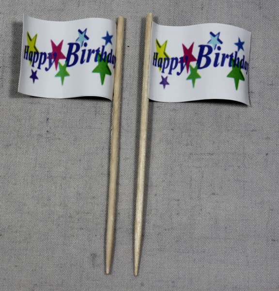 Party-Picker Flagge Happy Birthday 1 Papierfähnchen in Spitzenqualität 25 oder 50 Stück Beutel