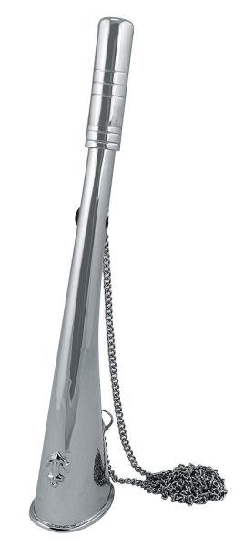 Signalhorn Nebelhorn Fantröte Messing poliert ca 14 cm mit Kette 