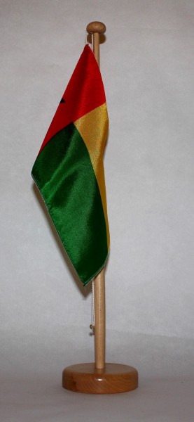 Tischflagge Guinea Bissau 25x15 cm optional mit Holz- oder Chromständer Tischfahne Tischfähnchen