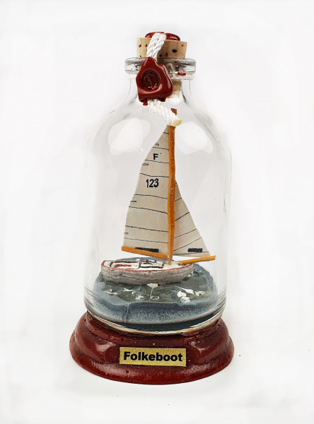 Folkeboot Mini Buddelschiff 50 ml ca. 7,2 x 4,5 cm Flaschenschiff