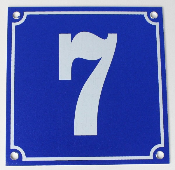 Hausnummernschild Aluminium Aluschild 1 mm Stärke Alu Schild Nr. 7 blau