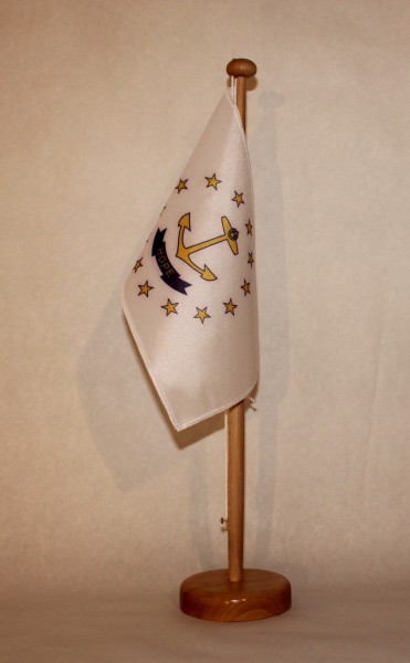 Tischflagge Rhode Island USA Bundesstaat US State 25x15 cm optional mit Holz- oder Chromständer Tisc