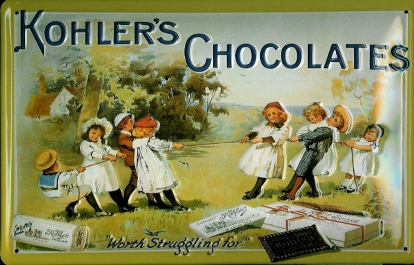Blechschild Kohler`s Chocolates Kinder Schokolade Schild Werbeschild