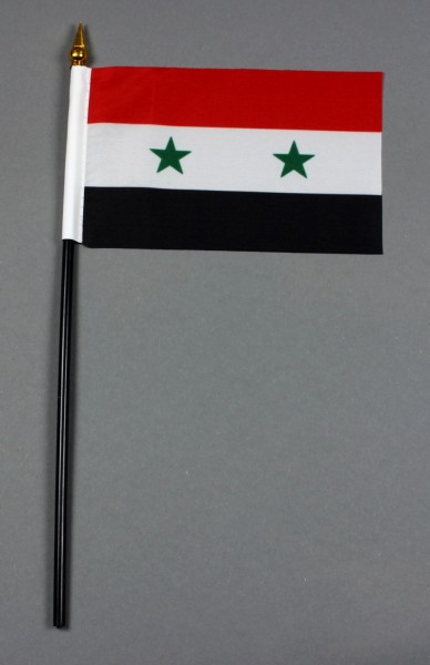 Kleine Tischflagge Syrien 10x15 cm optional mit Tischfähnchenständer