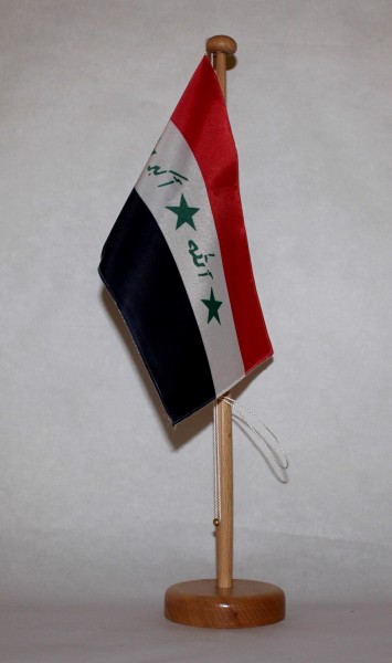 Tischflagge Irak 25x15 cm optional mit Holz- oder Chromständer Tischfahne Tischfähnchen