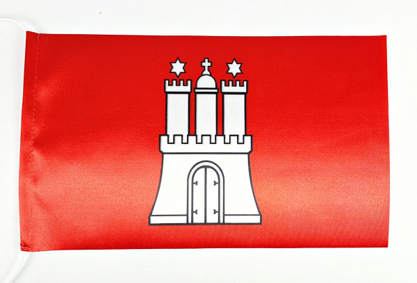 Tischflagge Hamburg 25x15 cm optional mit Holz- oder Chromständer Tischfahne Tischfähnchen
