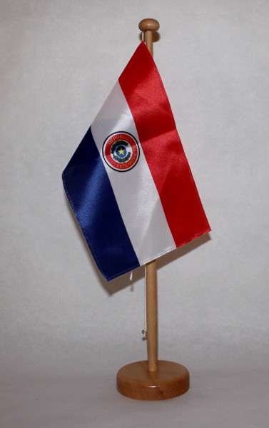 Tischflagge Paraguay 25x15 cm optional mit Holz- oder Chromständer Tischfahne Tischfähnchen