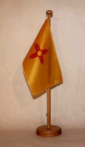 Tischflagge New Mexico USA Bundesstaat US State 25x15 cm optional mit Holz- oder Chromständer Tischf