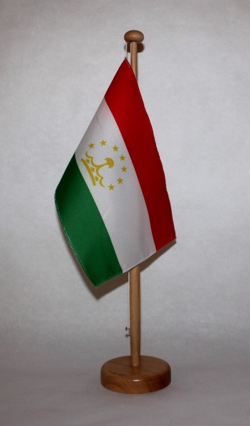 Tischflagge Tadschikistan 25x15 cm optional mit Holz- oder Chromständer Tischfahne Tischfähnchen