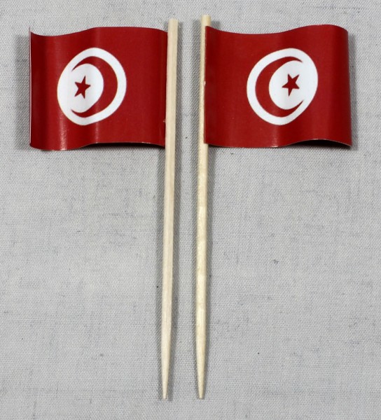 Party-Picker Flagge Tunesien Papierfähnchen in Spitzenqualität 50 Stück Beutel
