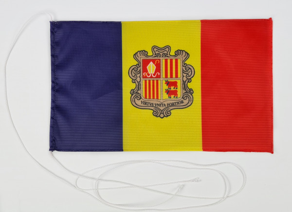 Tischflagge Andorra 25x15 cm optional mit Holz- oder Chromständer Tischfahne Tischfähnchen