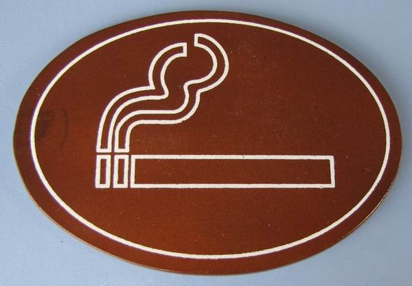 Ovales Holz - Türschild Rauchen erlaubt Piktogramm 7x10 cm dunkles Holzschild