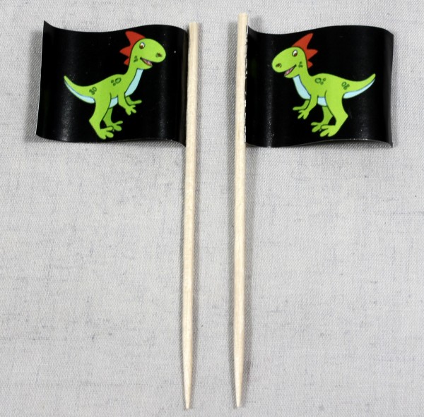 Party-Picker Flagge grüner Dino Papierfähnchen in Spitzenqualität 50 Stück Beutel