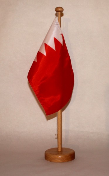Tischflagge Bahrain 25x15cm optional mit Holz- oder Chromständer Tischfahne Tischfähnchen