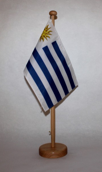 Tischflagge Uruguay 25x15 cm optional mit Holz- oder Chromständer Tischfahne Tischfähnchen