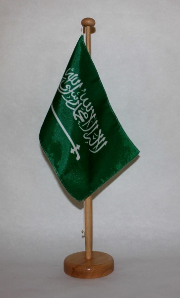 Tischflagge Saudi Arabien 25x15 cm optional mit Holz- oder Chromständer Tischfahne Tischfähnchen