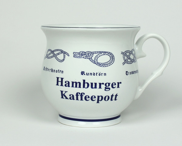 Hamburger Kaffeepott mit Seemannsknoten bauchig Kaffeebecher Kaffeetasse Kaffee Pott