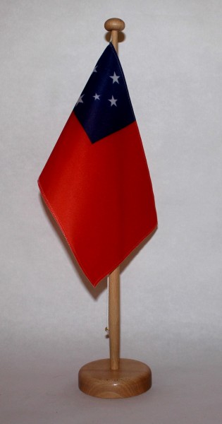Tischflagge West Samoa 25x15 cm optional mit Holz- oder Chromständer Tischfahne Tischfähnchen