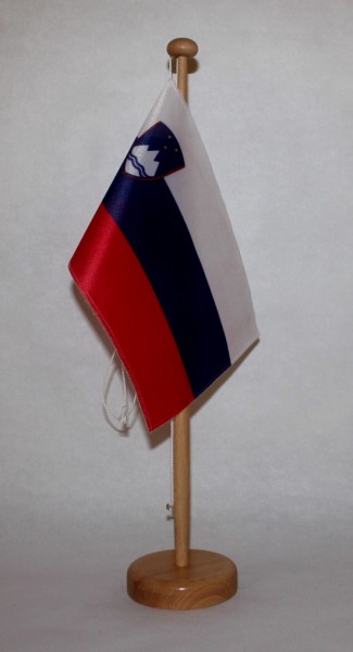 Tischflagge Slowenien 25x15 cm optional mit Holz- oder Chromständer Tischfahne Tischfähnchen