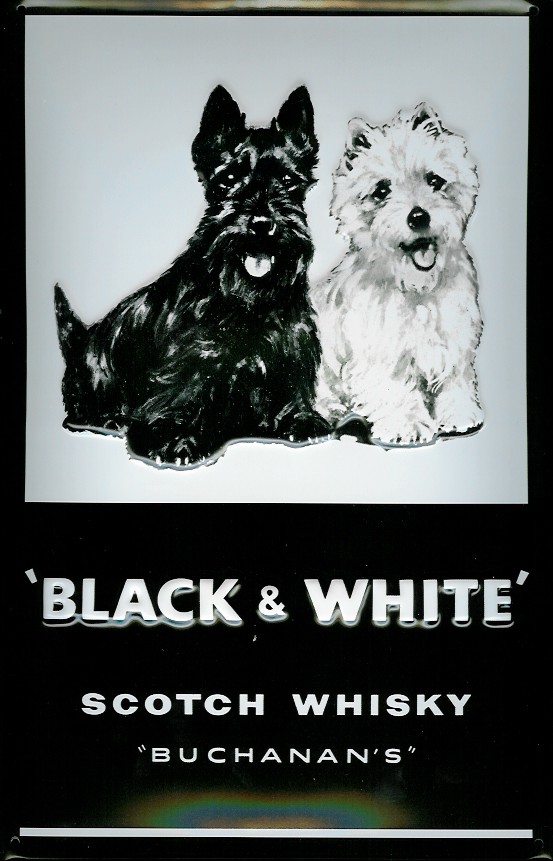 Blechschild Black & White Scotch Whisky Hunde retro Schild ...
