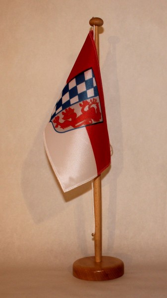 Tischflagge Niederbayern Nieder Bayern 25x15 cm optional mit Holz- oder Chromständer Tischfahne Tisc