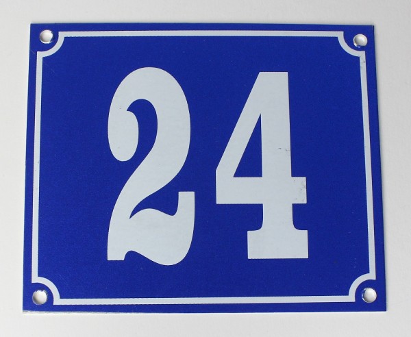 Hausnummernschild Aluminium Aluschild 1 mm Stärke Alu Schild Nr. 24 blau