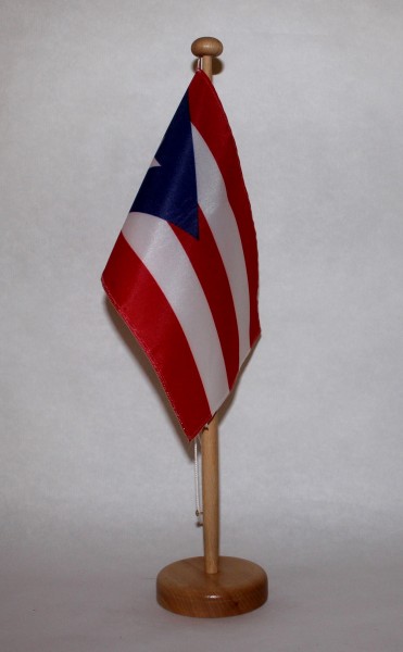 Tischflagge Puerto Rico 25x15 cm optional mit Holz- oder Chromständer Tischfahne Tischfähnchen