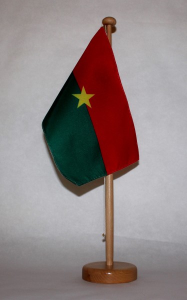Tischflagge Burkina Faso 25x15 cm optional mit Holz- oder Chromständer Tischfahne Tischfähnchen