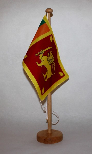 Tischflagge Sri Lanka 25x15 cm optional mit Holz- oder Chromständer Tischfahne Tischfähnchen