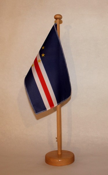 Tischflagge Kap Verde 25x15 cm optional mit Holz- oder Chromständer Tischfahne Tischfähnchen