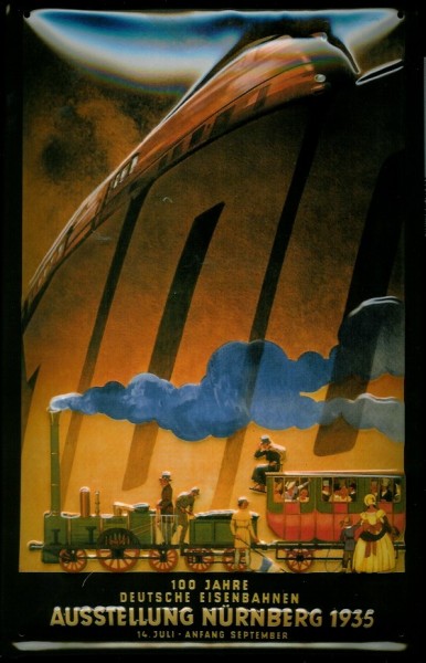 Blechschild Deutsche Eisenbahnen Ausstellung Nürnberg 1935 Schild Nostalgieschild