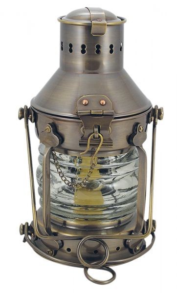 Ankerlampe Schiffslampe 24cm Messing Petroleumbrenner antik