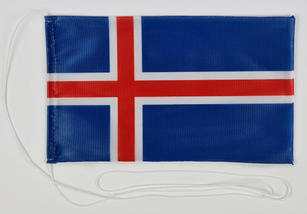 Tischflagge Island 25x15 cm optional mit Holz- oder Chromständer Tischfahne Tischfähnchen