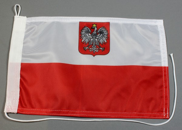 Bootsflagge : Polen mit Adler Wappen 30x20 cm Motorradflagge