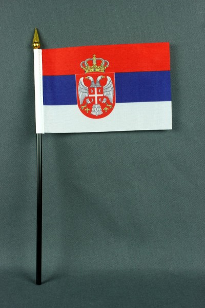 Kleine Tischflagge Serbien 10x15 cm optional mit Tischfähnchenständer