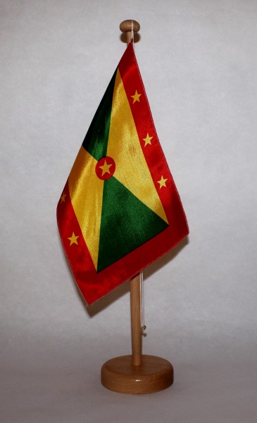 Tischflagge Grenada 25x15 cm optional mit Holz- oder Chromständer Tischfahne Tischfähnchen