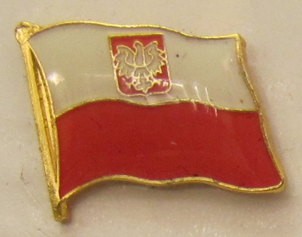 Pin Anstecker Flagge Fahne Polen mit Wappen Adler