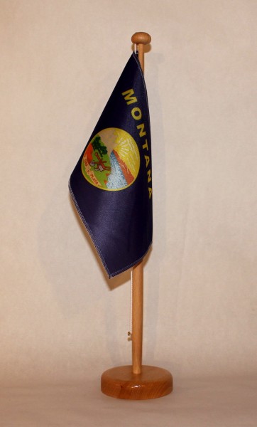 Tischflagge Montana USA Bundesstaat US State 25x15 cm optional mit Holz- oder Chromständer Tischfahn