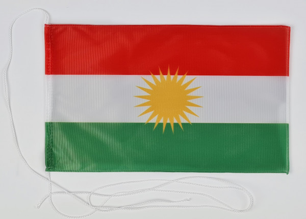 Tischflagge Kurdistan 25x15 cm optional mit Holz- oder Chromständer Tischfahne Tischfähnchen
