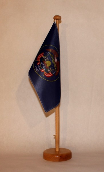 Tischflagge Utah USA Bundesstaat US State 25x15 cm optional mit Holz- oder Chromständer Tischfahne T