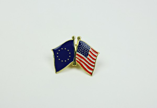 Europa / USA Freundschafts Pin Anstecker Flagge Fahne Doppelflagge