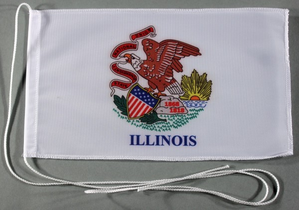 Tischflagge Illinois USA Bundesstaat US State 25x15 cm optional mit Holz- oder Chromständer Tischfah